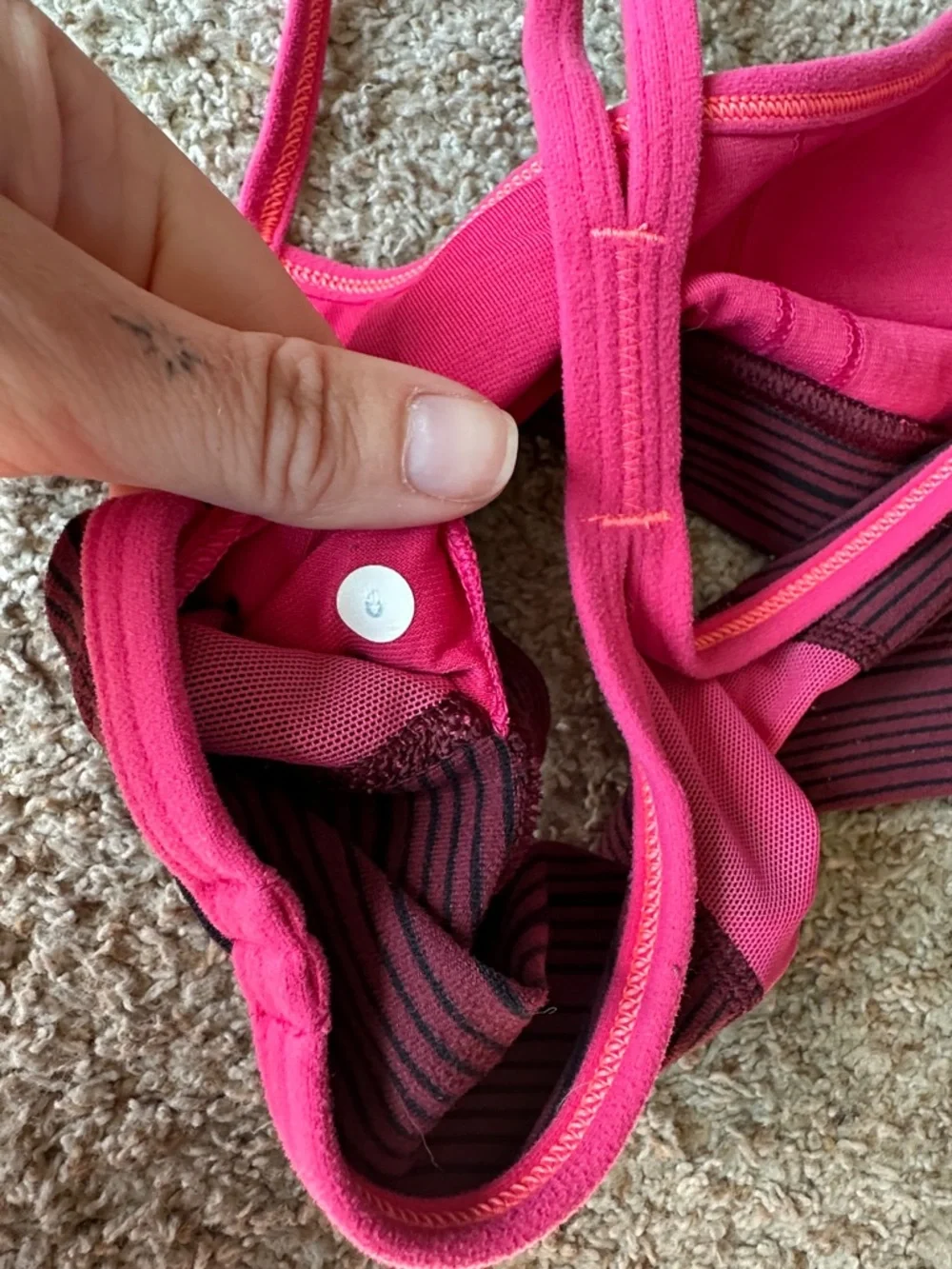 lululemon athletica Maroon Bralette with Hot Pink Trim - Picture 3 of 3